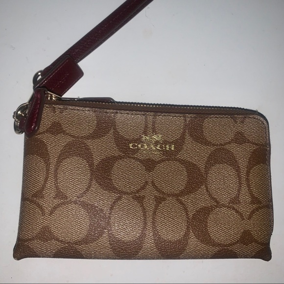Brown Coach Double Pocket Wristlet - Picture 1 of 3